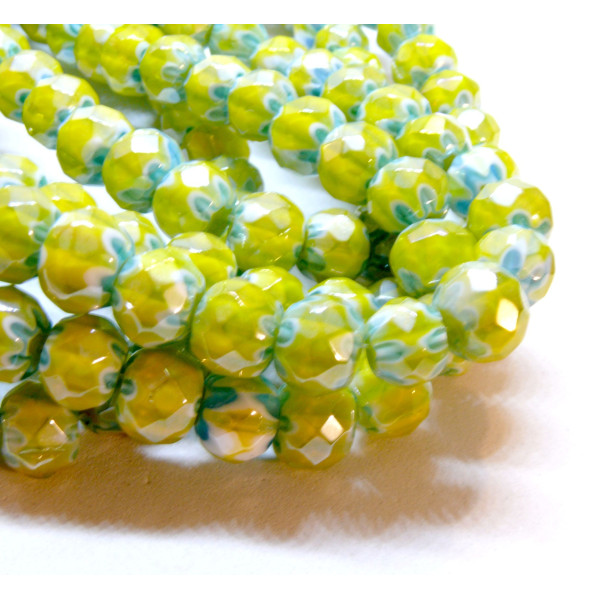 Perles Rondelles Verre 10 par 8mm, Verre Millefiori fait Main