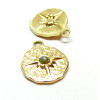 Pendentif,  Médaillon Etoile 18.5mm et Jaspe, Acier Inoxydable finition 304 Doré à l'or fin 18K, Placage sous vide