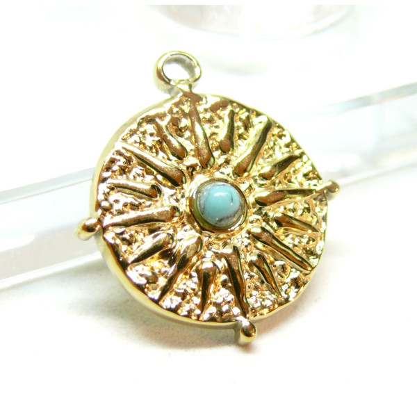 Pendentif, Boho Chic 25 par 16mm, Acier Inoxydable 304 finition Doré