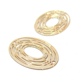 Estampes, pendentif filigrane Ovale 23 par 17mm, métal finition Dore