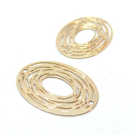 Estampes, pendentif filigrane Ovale 23 par 17mm, métal finition Dore