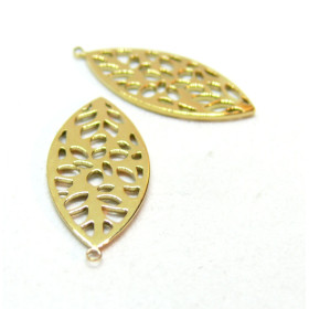 Pendentif, Feuille 21mm, Acier Inoxydable 304 doré à l'or fin 18K