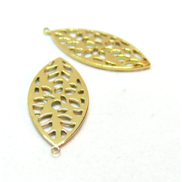 Pendentif, Feuille 21mm, Acier Inoxydable 304 doré à l'or fin 18K