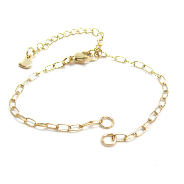 Bracelet Intercalaire Maille Cheval, avec chaine d'extension, Acier Inoxydable 304 finition  Doré