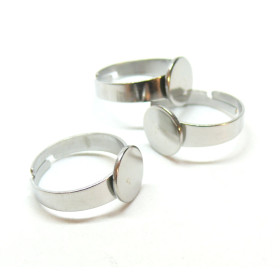Supports de Bague plateau lisse 12mm, Acier Inoxydable 304 finition Argenté