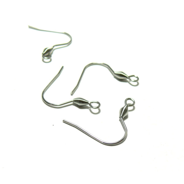 Boucles d'oreille Crochet style Ressort 16mm,  Acier Inoxydable 316 finition Argenté