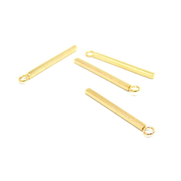 Pendentifs, breloques Tige 28mm, Acier Inoxydable 304, finition Doré à l'or fin 24K