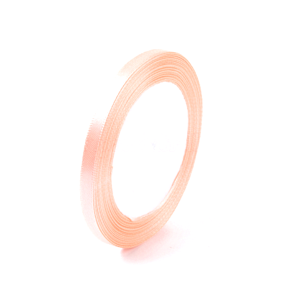 Ruban satin rose pêche 6mm