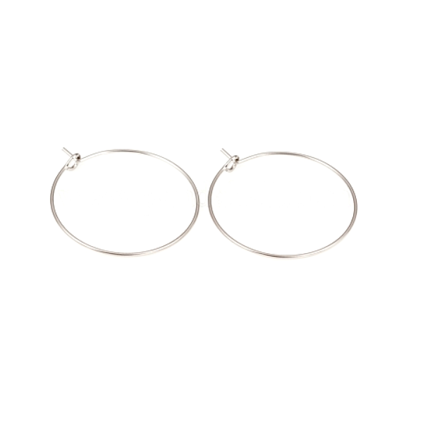 Boucles d'oreille Créoles Tiges 25 mm, Acier Inoxydable Chirurgical 316L finition Argenté