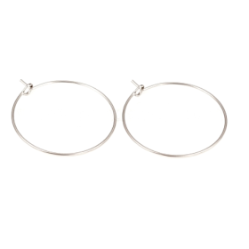 Boucles d'oreille, Créoles Tiges 40 mm par 0.7mm, Acier Inoxydable Chirurgical 316L finition Argenté