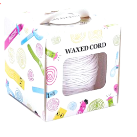 Bobine dans boite, d'environ 90 mètres, fil en coton ciré 1mm, BLANC coloris 101