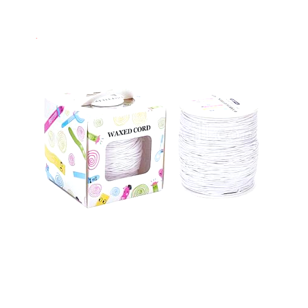 Bobine dans boite, d'environ 90 mètres, fil en coton ciré 1mm, BLANC coloris 101