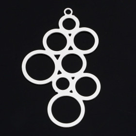 Pendentifs Multi Cercles 41mm, Acier Inoxydable 304 finition Argenté