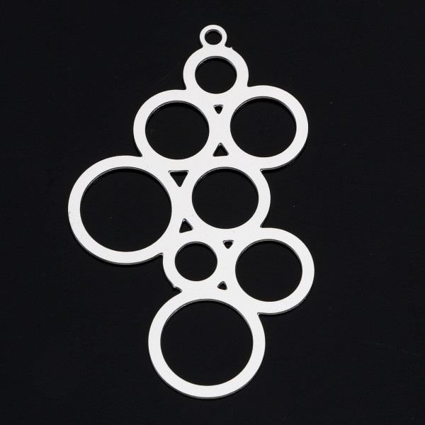 Pendentifs Multi Cercles 41mm, Acier Inoxydable 304 finition Argenté