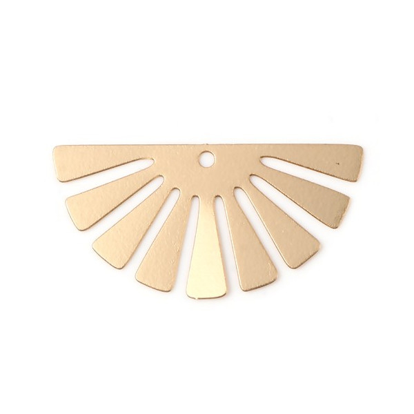 Estampes, pendentifs, Demi cercle style, Eventail 35 mm, métal coloris Doré