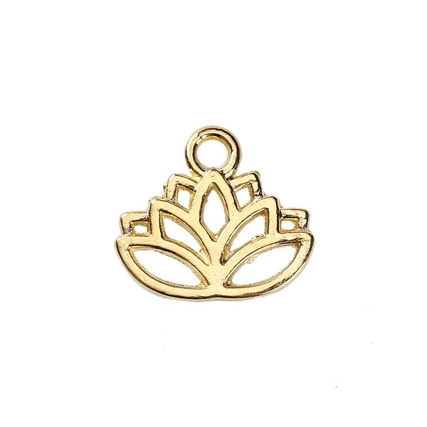 Pendentifs, breloque FLEURS DE LOTUS 17 mm, finition coloris Doré