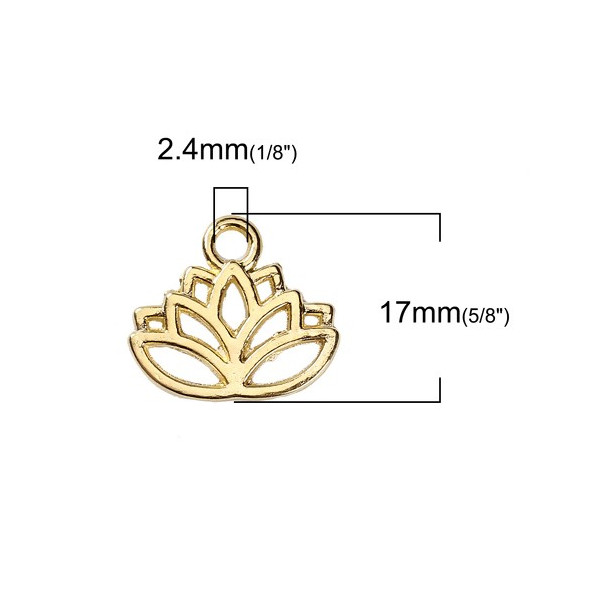 Pendentifs, breloque FLEURS DE LOTUS 17 mm, finition coloris Doré