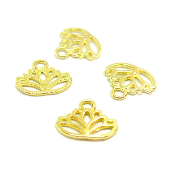 Pendentifs, breloque FLEURS DE LOTUS 17 mm, finition coloris Doré