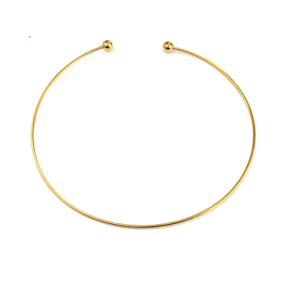 H11H01105G – 1 Collier Torque Jonc 2mm avec Boules – Acier Inoxydable Doré Placage Ionique