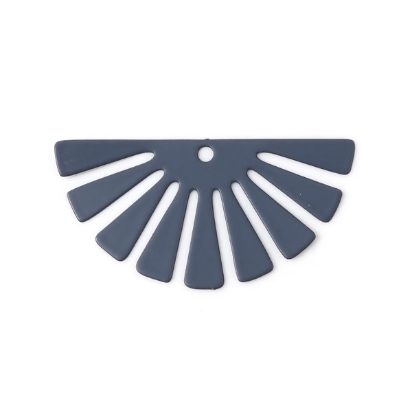 Estampes, pendentifs, Demi cercle style, Eventail 35 mm, métal coloris Gris