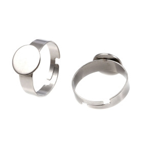 Supports de Bague plateau lisse 14mm, Acier Inoxydable 304 finition Argenté