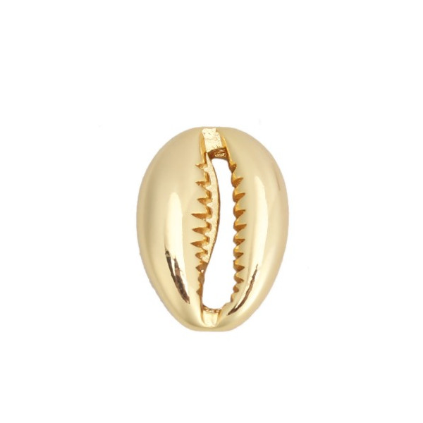 Pendentif  slide,  Intercalaire, forme Coquillage Cauri 19mm, Acier Inoxydable 304, finition doré à l'or fin 18K