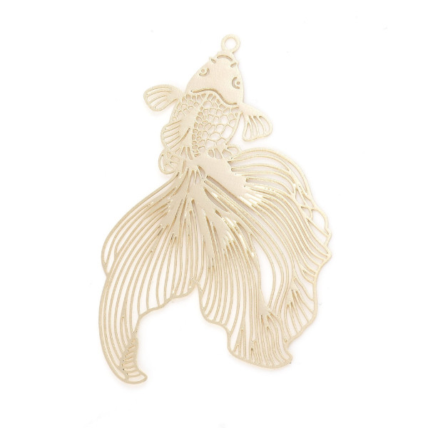 Pendentifs, estampes filigrane, Poissons de Combat 49 mm, laiton finition Doré