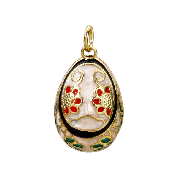 Pendentif Oeuf résine Emaillé, Laiton finition doré à l'or fin 18K