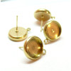 Supports Boucles d' oreille, Puce avec attache pour cabochon 12mm, Acier Inoxydable finition Doré, placage IONIQUE