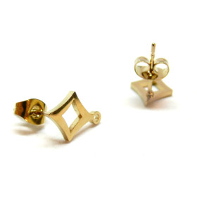 Boucles d’oreille Puce Losange avec Attache et embouts – Acier Inoxydable 304 Doré IONIQUE
