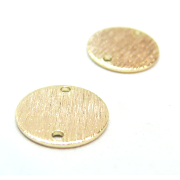 Connecteurs Cercle avec Stries 15mm, Laiton finition doré à l'or fin 18K