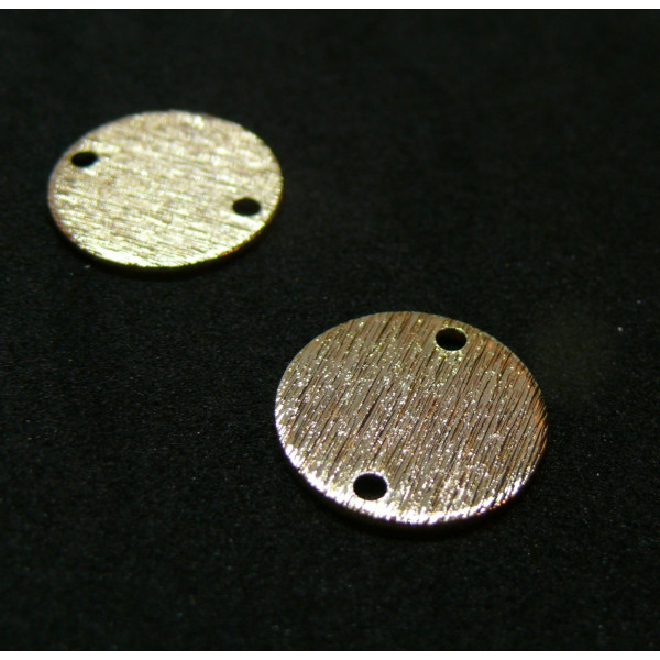 Connecteurs Cercle avec Stries 15mm, Laiton finition doré à l'or fin 18K