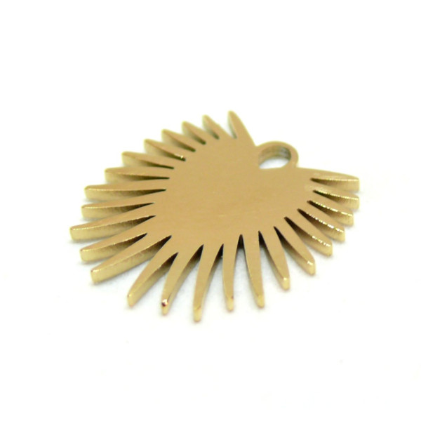 Pendentif, Eventail 15mm, Acier Inoxydable 304, finition Doré à l'or fin 18K, Placage IONIQUE