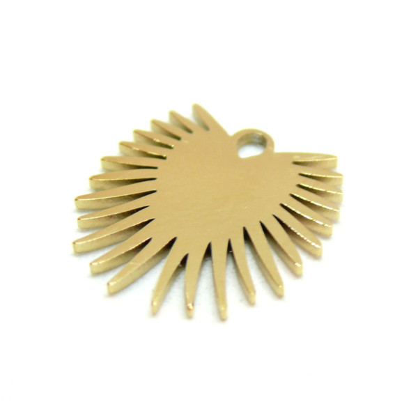 Pendentif, Eventail 15mm, Acier Inoxydable 304, finition Doré, Placage IONIQUE