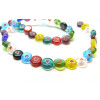 Perles Rondes Plates avec Coeur 10mm, Verre Millefiori fait Main