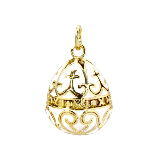 Pendentif Oeuf résine Emaillé, Laiton finition doré à l'or fin 18K