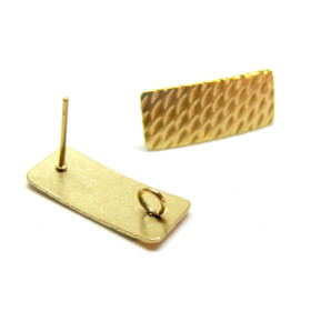 Boucles d'oreilles Puce Rectangle Martelée 20mm – Acier Inoxydable 304 Doré placage IONIQUE