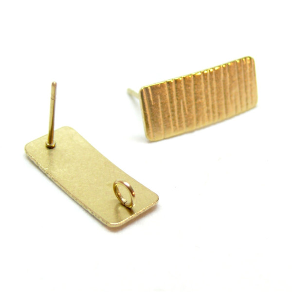 Boucles d'oreilles, Puce Rectangle Martelée 20mm Acier inoxydable 304 finition Doré, placage IONIQUE