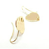 Boucle d'oreille  Crochet, Coeur martelé, avec anneau d'attache,  Laiton finition Doré à l'or fin 18K
