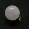 Pendentif ROND 18mm,  Quartz avec bélière,  métal finition Argenté