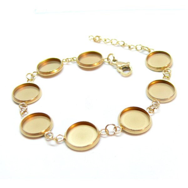 Support de Bracelet avec 6 connecteurs de 12mm, Laiton finition doré