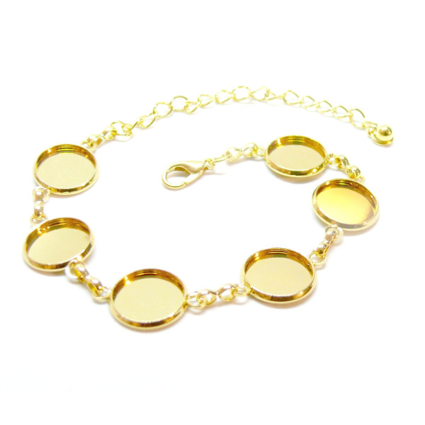 Support de Bracelet avec 6 connecteurs de 12mm, Laiton finition doré