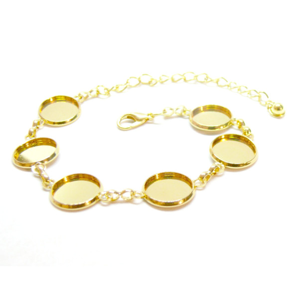Support de Bracelet avec 6 connecteurs de 12mm, Laiton finition doré