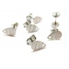 Boucles d’Oreilles Clous, Puces Goutte Stardust 8 mm avec trou et embouts – Acier Inox 304 – Argenté