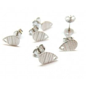 Boucles d’Oreilles Clous, Puces Goutte Stardust 8 mm avec trou et embouts – Acier Inox 304 – Argenté
