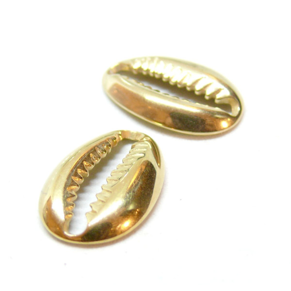 Pendentif  slide,  Intercalaire, forme Coquillage Cauri 19mm, Acier Inoxydable 304, finition doré à l'or fin 18K