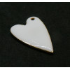 Pendentifs, Sequins résine style émaillés Cœur Blanc 29mm, sur une base en métal Doré