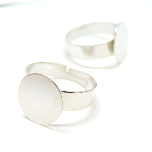 Supports de Bague plateau lisse 12mm, Laiton Argenté