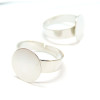Supports de Bague plateau lisse 12mm, Laiton Argenté