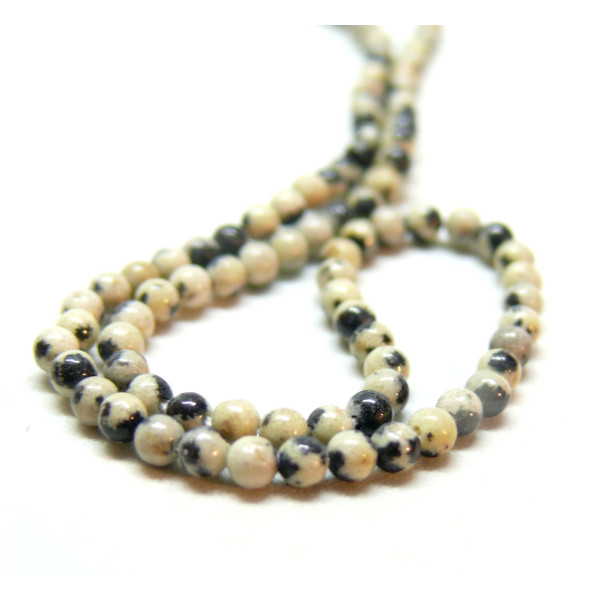 Perles rondes 3mm, Jaspe Dalmatien, coloris 20